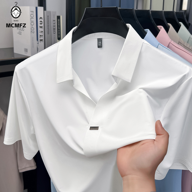 Men Formal Wear For Summer - Camisa Masculina com Lapela Lisa e