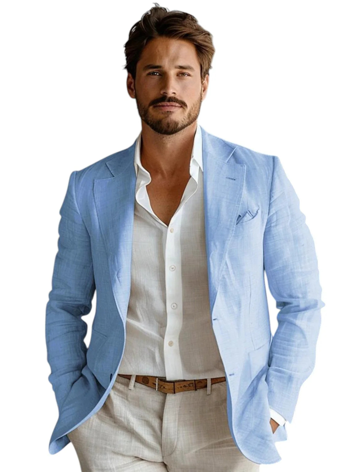 Men Formal Wear For Summer - Blazer Masculino Azul Slim Fit de