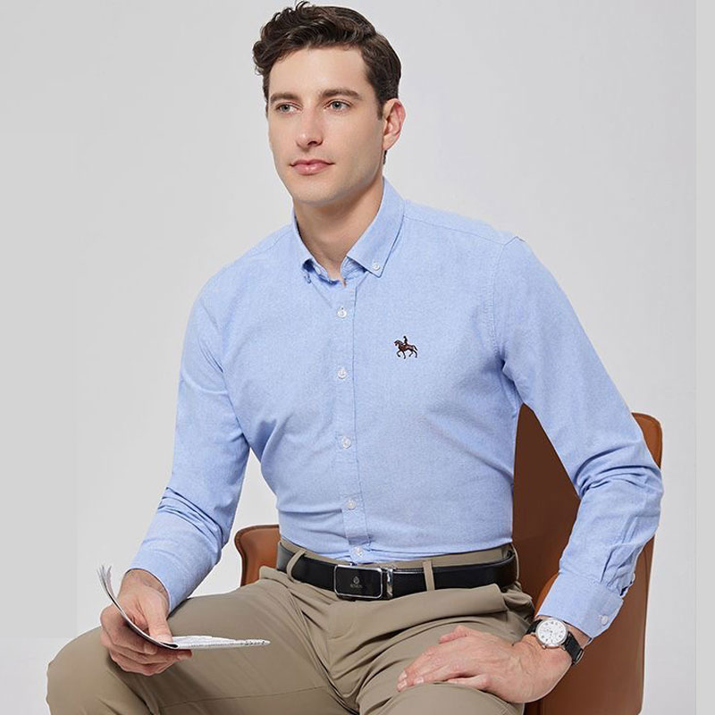 Large Men Formal Wear - Camisa Oxford de manga comprida para