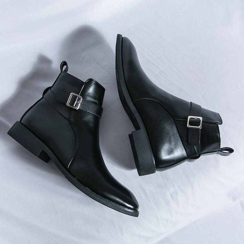 Botas de couro pontiagudas mas - Men Formal Wear With Boots avaliação e preço